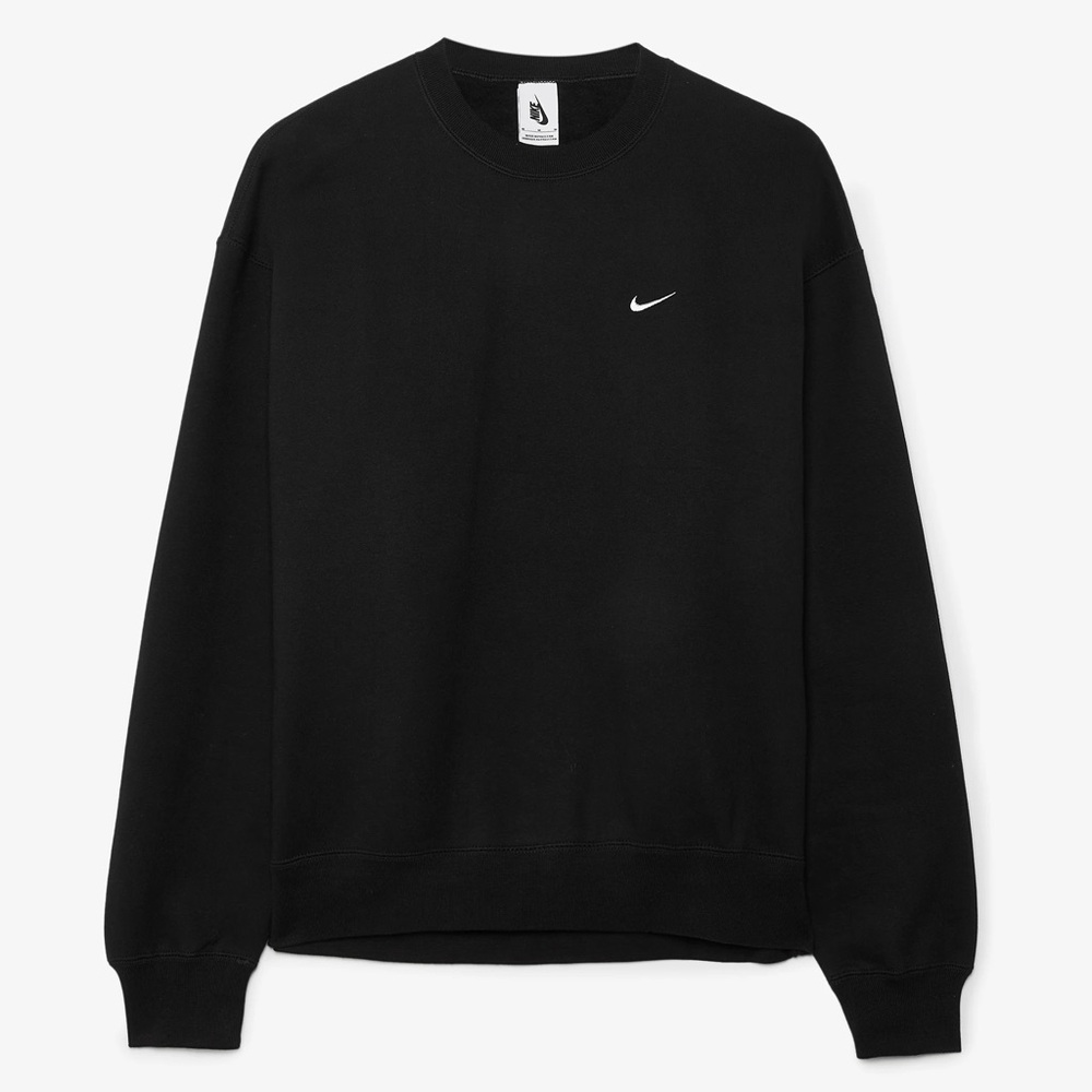 Nike Solo Swoosh Men's Black Fleece Crewneck Sweatshirt CV0554-010